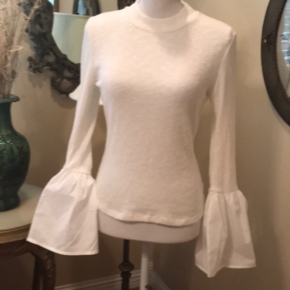 NWT White Bell Sleeve Ribbed Tunic InfinityRaine - Picture 2 of 7